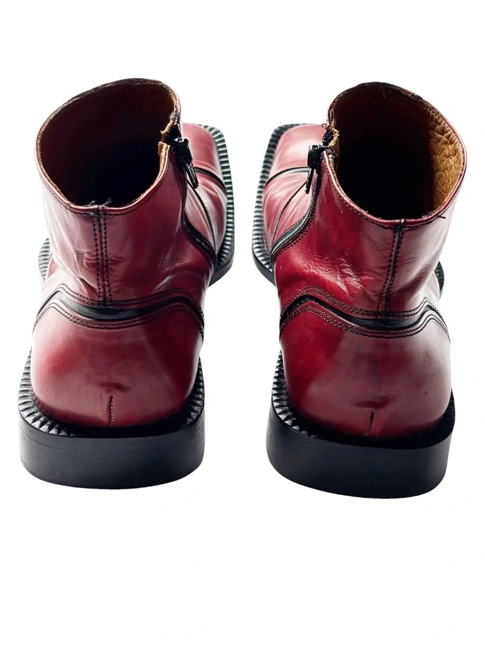 TEMY Vintage Italian Men’s Leather Burgundy/Red Ankle Boot with side zip | EU 42